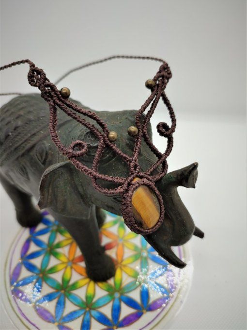 Collier amulette "Dana" Œil de tigre